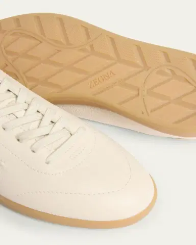 Zegna Men's 232 Grained Leather Low-Top Sneakers | Thumbnail 3