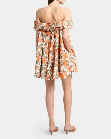 Chloé Floral Pleated Off-The-Shoulder Mini Babydoll Dress | Thumbnail 7 Chloé Floral Pleated Off-The-Shoulder Mini Babydoll Dress | Thumbnail 7