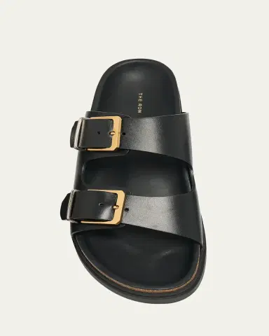 The Row Leather Dual-Buckle Slide Sandals | Thumbnail 2 The Row Leather Dual-Buckle Slide Sandals | Thumbnail 2