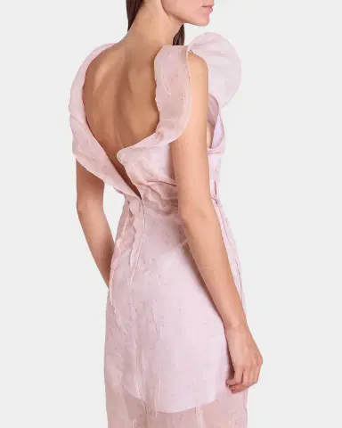 Victoria Beckham Hoop Asymmetric Floral Organza Midi Dress | Thumbnail 5