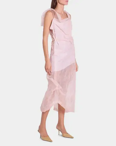 Victoria Beckham Hoop Asymmetric Floral Organza Midi Dress | Thumbnail 6