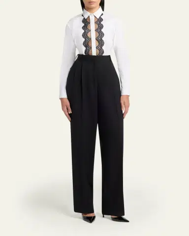 Tom Ford Scalloped Lace-Trim Button-Down Shirt | Thumbnail 2 Tom Ford Scalloped Lace-Trim Button-Down Shirt | Thumbnail 2