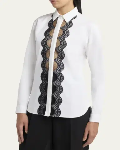 Tom Ford Scalloped Lace-Trim Button-Down Shirt | Thumbnail 4 Tom Ford Scalloped Lace-Trim Button-Down Shirt | Thumbnail 4