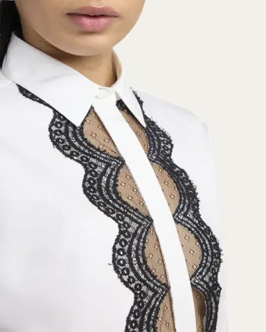 Tom Ford Scalloped Lace-Trim Button-Down Shirt | Thumbnail 5 Tom Ford Scalloped Lace-Trim Button-Down Shirt | Thumbnail 5