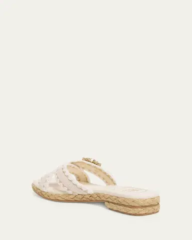Roger Vivier Raffia & Leather Espadrille Sandals with Strass Buckle | Thumbnail 2 Roger Vivier Raffia & Leather Espadrille Sandals with Strass Buckle | Thumbnail 2