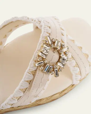 Roger Vivier Raffia & Leather Espadrille Sandals with Strass Buckle | Thumbnail 3 Roger Vivier Raffia & Leather Espadrille Sandals with Strass Buckle | Thumbnail 3