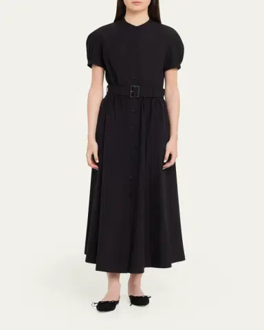 Lafayette 148 New York Puff-Sleeve Organic Cotton Poplin Midi Dress | Thumbnail 2 Lafayette 148 New York Puff-Sleeve Organic Cotton Poplin Midi Dress | Thumbnail 2