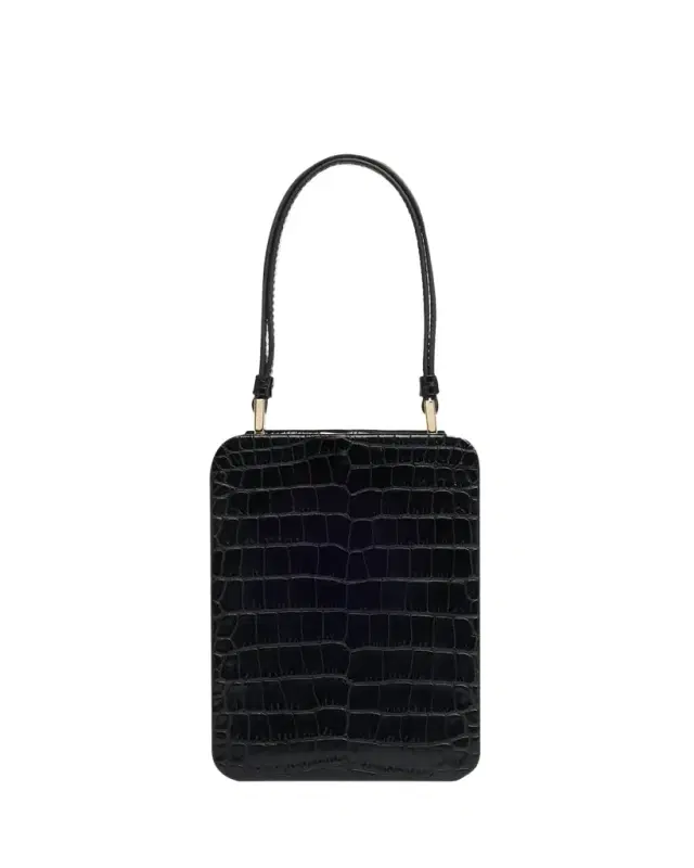 Frame Croc-Embossed Leather Vertical Clutch