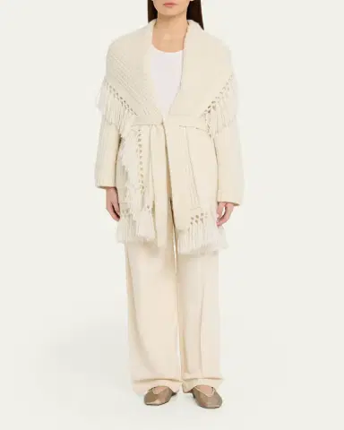 LoveShackFancy Daphira Fringe Alpaca Wrap Cardigan | Thumbnail 2 LoveShackFancy Daphira Fringe Alpaca Wrap Cardigan | Thumbnail 2