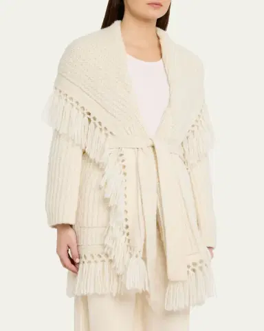 LoveShackFancy Daphira Fringe Alpaca Wrap Cardigan | Thumbnail 4 LoveShackFancy Daphira Fringe Alpaca Wrap Cardigan | Thumbnail 4