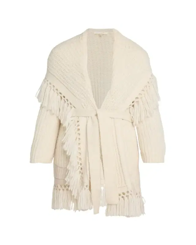 LoveShackFancy Daphira Fringe Alpaca Wrap Cardigan