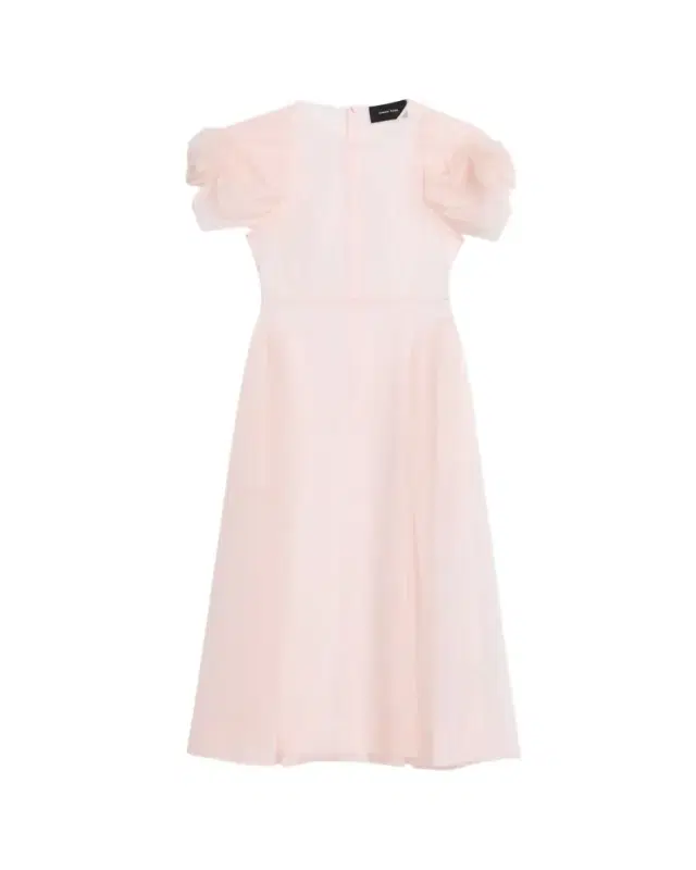 Rose Puff-Sleeve Sheer Tulle Fit-&-Flare Midi Dress