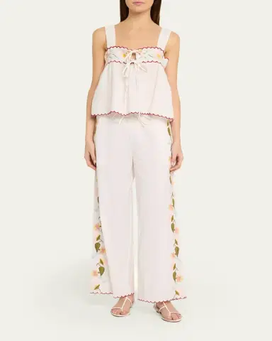Ciao Lucia Ander Embroidered Cotton-Blend Top | Thumbnail 2
