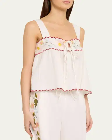 Ciao Lucia Ander Embroidered Cotton-Blend Top | Thumbnail 4