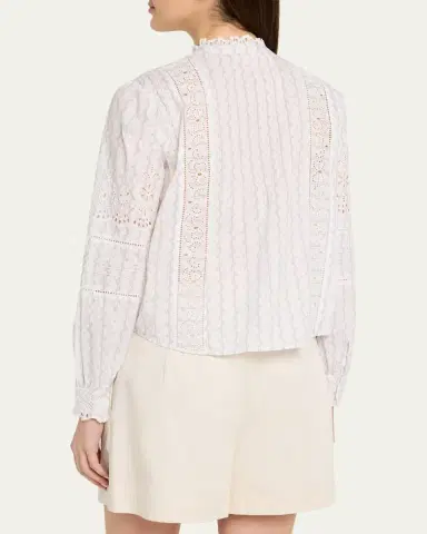 LoveShackFancy Lal Embroidered Button-Front Top | Thumbnail 3