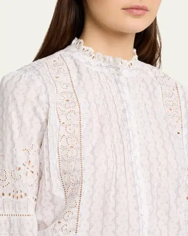 LoveShackFancy Lal Embroidered Button-Front Top | Thumbnail 5
