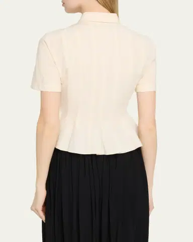 Ashlyn Lulu Pleated Peplum Button-Down Shirt | Thumbnail 3 Ashlyn Lulu Pleated Peplum Button-Down Shirt | Thumbnail 3