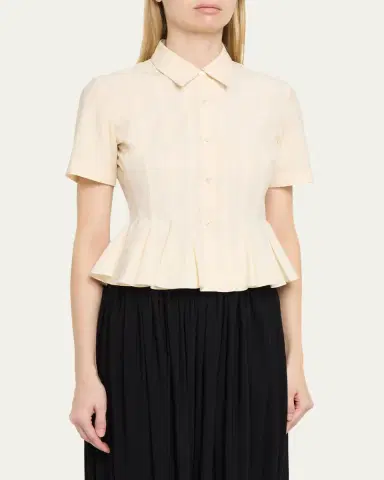 Ashlyn Lulu Pleated Peplum Button-Down Shirt | Thumbnail 4 Ashlyn Lulu Pleated Peplum Button-Down Shirt | Thumbnail 4