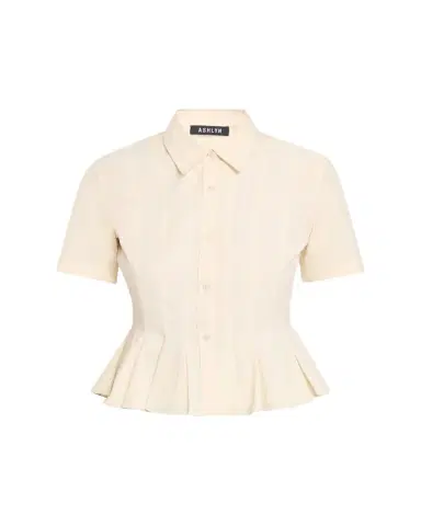 Ashlyn Lulu Pleated Peplum Button-Down Shirt | Thumbnail 1 Ashlyn Lulu Pleated Peplum Button-Down Shirt | Thumbnail 1