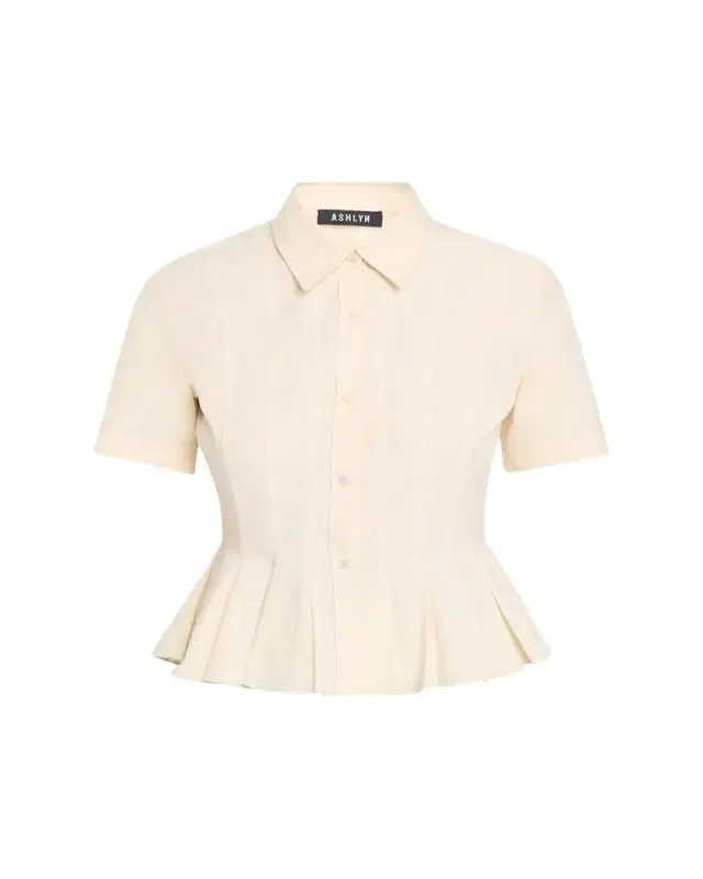 ASHLYN Lulu Pleated Peplum Button-Down Shirt