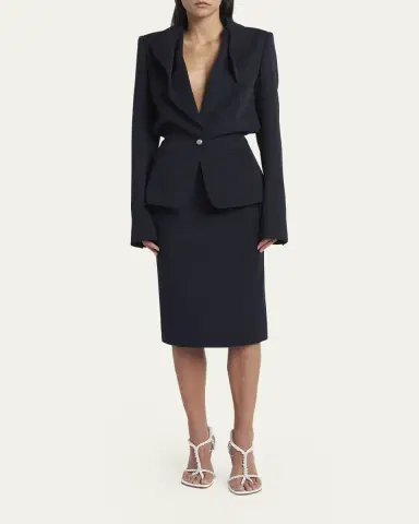 Alexander McQueen Certified Wool Folded Lapel Single-Breasted Jacket | Thumbnail 2 Alexander McQueen Certified Wool Folded Lapel Single-Breasted Jacket | Thumbnail 2