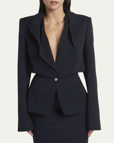 Alexander McQueen Certified Wool Folded Lapel Single-Breasted Jacket | Thumbnail 4 Alexander McQueen Certified Wool Folded Lapel Single-Breasted Jacket | Thumbnail 4