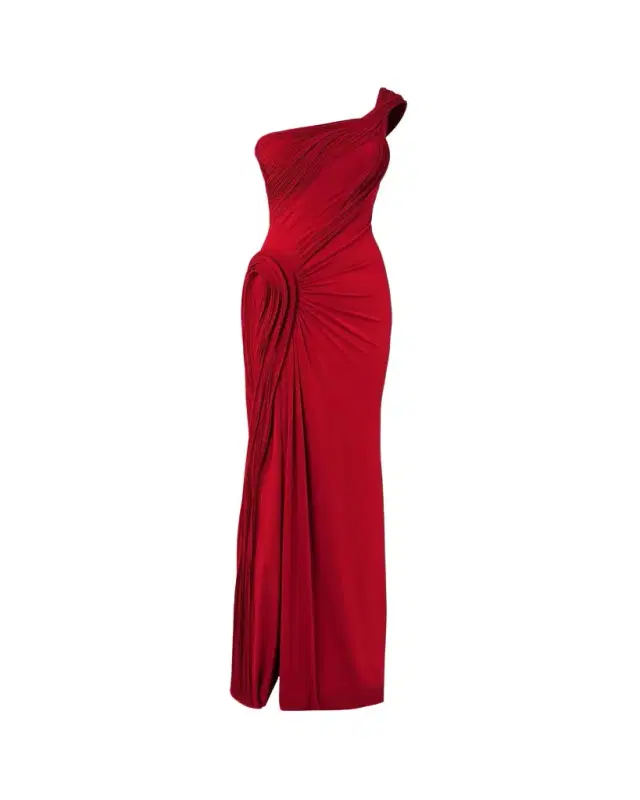 Nova Sculpted One-Shoulder Trumpet Gown