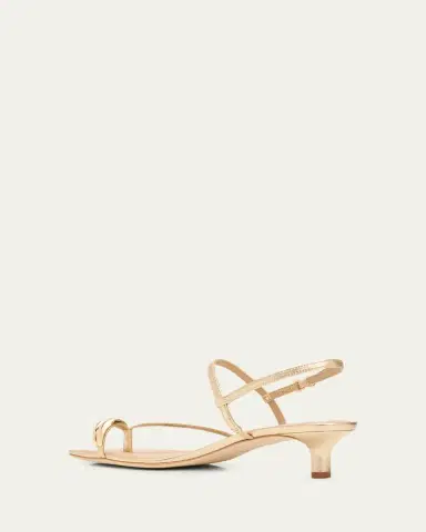 Vince 40mm Polli Metallic Leather Kitten-Heel Sandals | Thumbnail 4