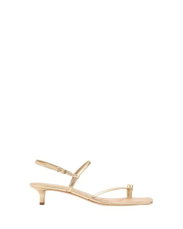 40mm Polli Metallic Leather Kitten-Heel Sandals