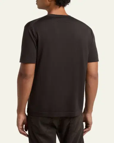 ZEGNA Men's Solid Knit Crewneck T-Shirt | Thumbnail 3