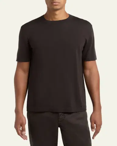 ZEGNA Men's Solid Knit Crewneck T-Shirt | Thumbnail 4