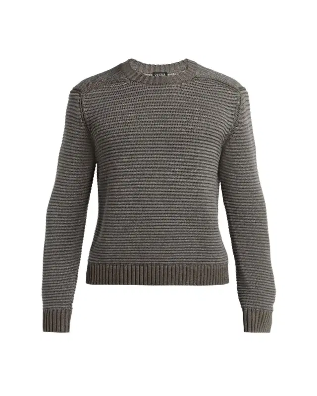 Men's Silk, Linen and Cashmere Ribbed Crewneck Sweater