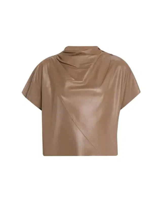 Leather Mock-Neck Tee