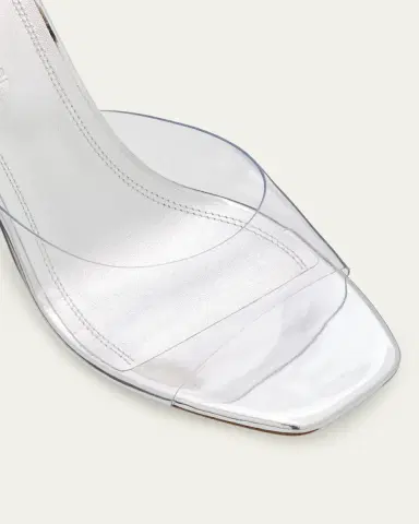 Amina Muaddi 70mm Lupita Transparent Mule Sandals | Thumbnail 3