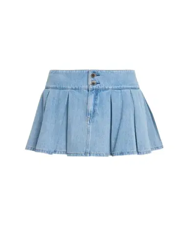 Alice + Olivia Amy Low-Rise Pleated Denim Mini Skirt | Thumbnail 1 Alice + Olivia Amy Low-Rise Pleated Denim Mini Skirt | Thumbnail 1