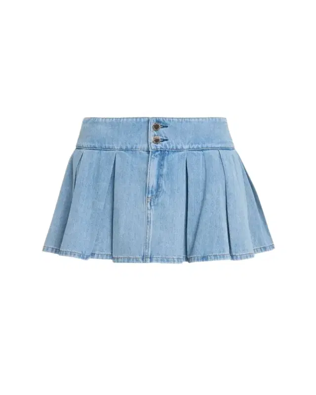 Amy Low-Rise Pleated Denim Mini Skirt