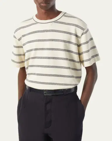 Loro Piana Men's Caravella Stripe Cotton Crewneck T-Shirt | Thumbnail 4 Loro Piana Men's Caravella Stripe Cotton Crewneck T-Shirt | Thumbnail 4