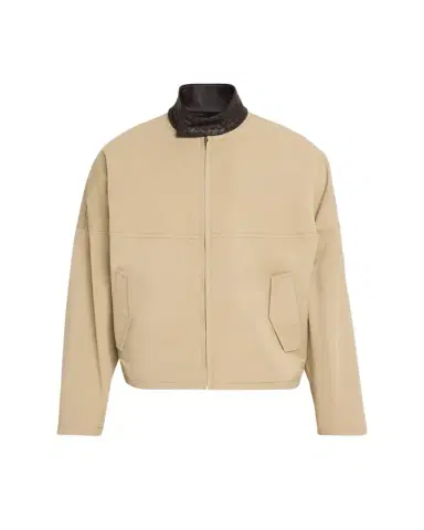 Bottega Veneta Men's Intrecciato Leather-Collar Cotton Blouson | Thumbnail 1 Bottega Veneta Men's Intrecciato Leather-Collar Cotton Blouson | Thumbnail 1
