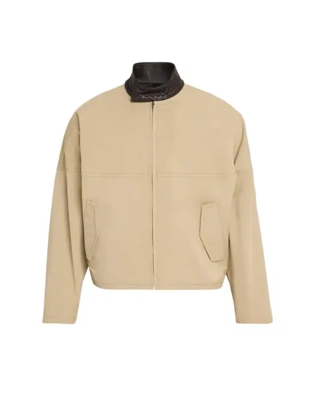 Bottega Veneta Men's Intrecciato Leather-Collar Cotton Blouson