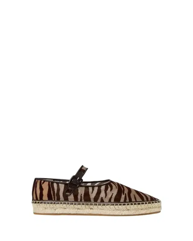 Clover Zebra-Printed Mesh Mary Jane Espadrilles