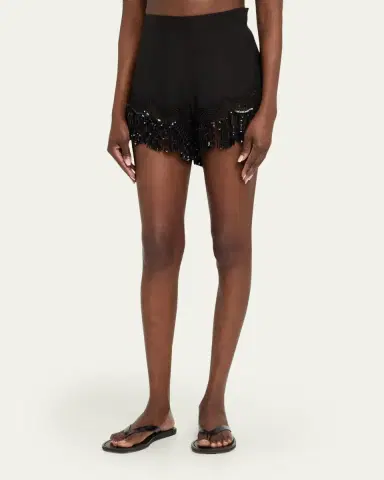 Kobi Halperin Ashlyn Sequin Fringe Lace-Trim Shorts | Thumbnail 4 Kobi Halperin Ashlyn Sequin Fringe Lace-Trim Shorts | Thumbnail 4