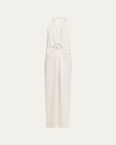 Silvia Tcherassi Rowan Gathered Plunging Halter Maxi Dress | Thumbnail 4 Silvia Tcherassi Rowan Gathered Plunging Halter Maxi Dress | Thumbnail 4