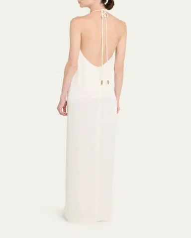 Silvia Tcherassi Rowan Gathered Plunging Halter Maxi Dress | Thumbnail 6 Silvia Tcherassi Rowan Gathered Plunging Halter Maxi Dress | Thumbnail 6