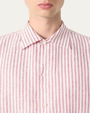 Loro Piana Men's Franco Linen Stripe Button-Down Shirt | Thumbnail 5