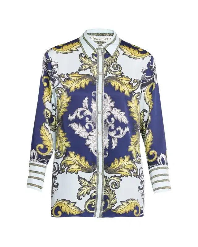 ALICE + OLIVIA Lane Oversized Button-Front Blouse