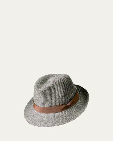 Inverni Men's Small-Brim Woven Hemp Panama Hat | Thumbnail 2 Inverni Men's Small-Brim Woven Hemp Panama Hat | Thumbnail 2