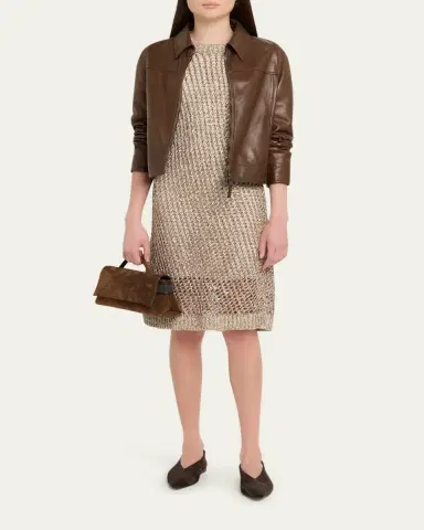Brunello Cucinelli Dazzling Net Short-Sleeve Dress | Thumbnail 2 Brunello Cucinelli Dazzling Net Short-Sleeve Dress | Thumbnail 2