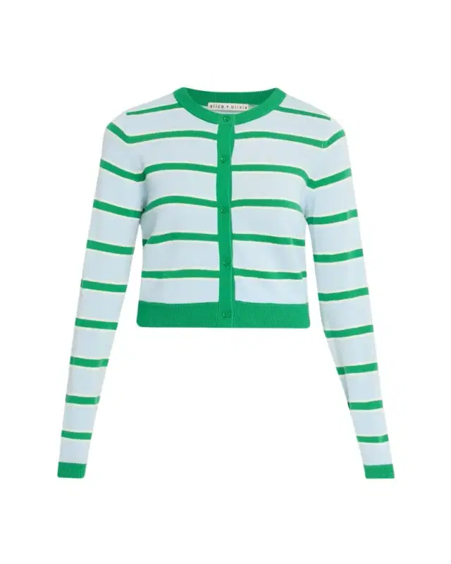 ALICE + OLIVIA Dollie Striped Cashmere Cardigan