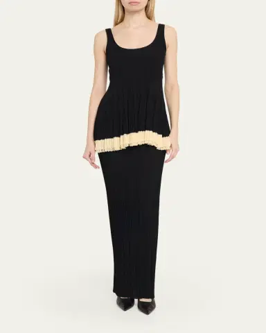 Ashlyn Kishi Sleeveless Pleated Knit Layered Dress | Thumbnail 2 Ashlyn Kishi Sleeveless Pleated Knit Layered Dress | Thumbnail 2