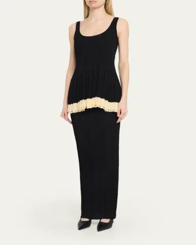 Ashlyn Kishi Sleeveless Pleated Knit Layered Dress | Thumbnail 4 Ashlyn Kishi Sleeveless Pleated Knit Layered Dress | Thumbnail 4